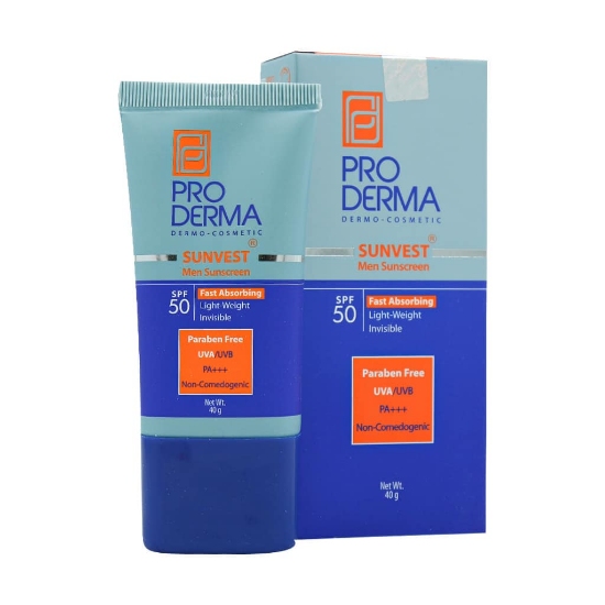 تصویر  کرم ضد آفتاب آقایان SPF50 فاقد چربی پرودرما - بی رنگ