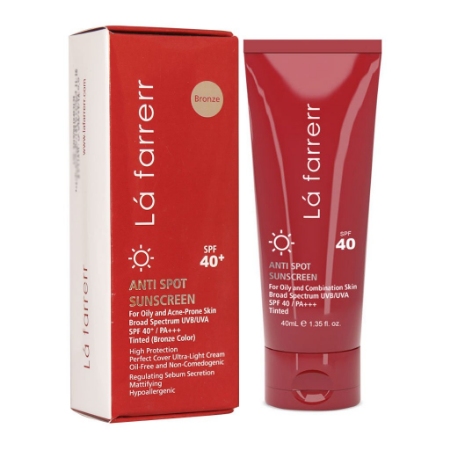 تصویر  کرم ضد آفتاب و ضد لک  SPF 40 پوست چرب لافارر - بژ متوسط