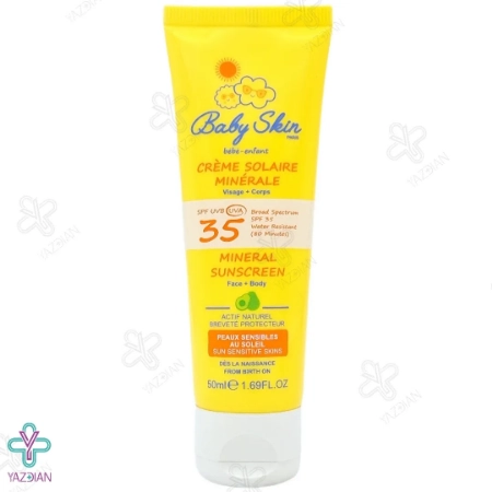 کرم ضد آفتاب مینرال کودک SPF35 بیبی اسکین - 50 میلی لیتر