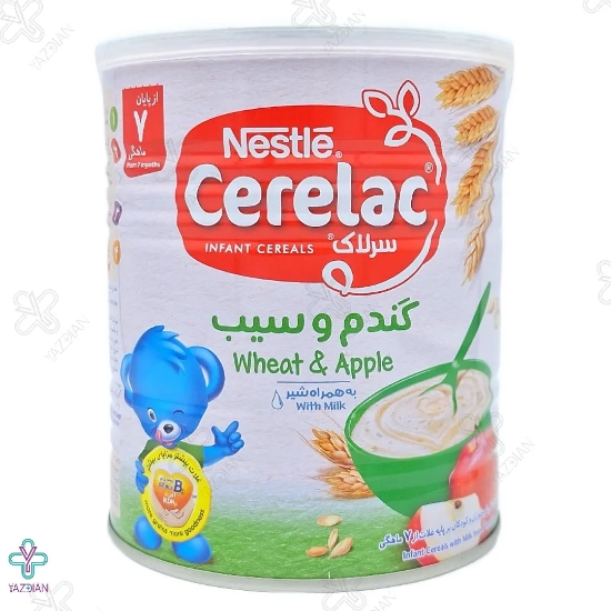 مکمل غذای کودک سرلاک گندم و سیب همراه شیر نستله - 400 گرم
