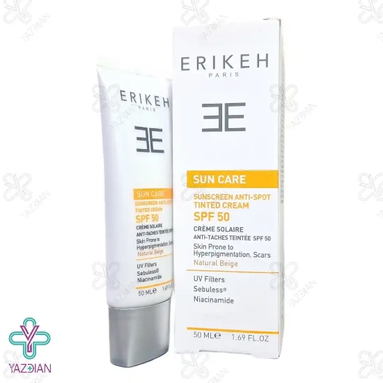 کرم ضد آفتاب و ضد لک SPF50 اریکه مناسب انواع پوست - بژ طبیعی 