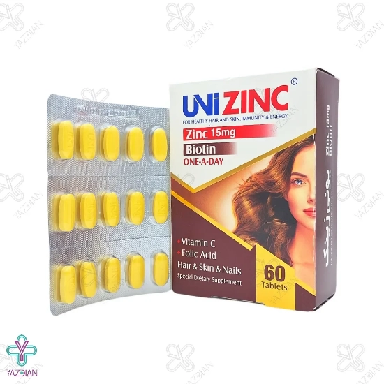 قرص یونی زینک تقویت پوست. مو و ناخن ابیان دارو - 60 عددی