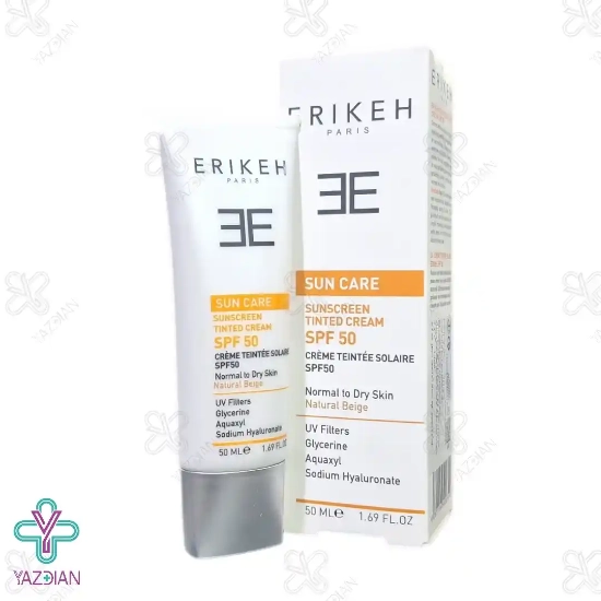 کرم ضد آفتاب SPF50 اریکه مناسب پوست معمولی تا خشک - بژ طبیعی