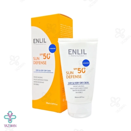 کرم ضد آفتاب SPF50 سان دیفنس انلیل مناسب پوست خشک - بی رنگ