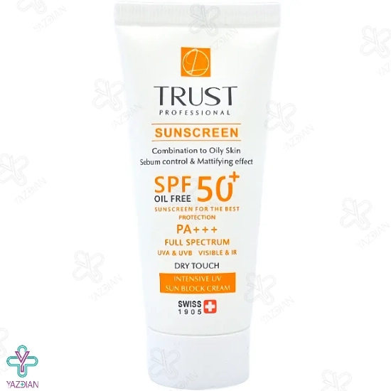 کرم ضد آفتاب SPF 50 تراست پوست چرب و مختلط - بی رنگ