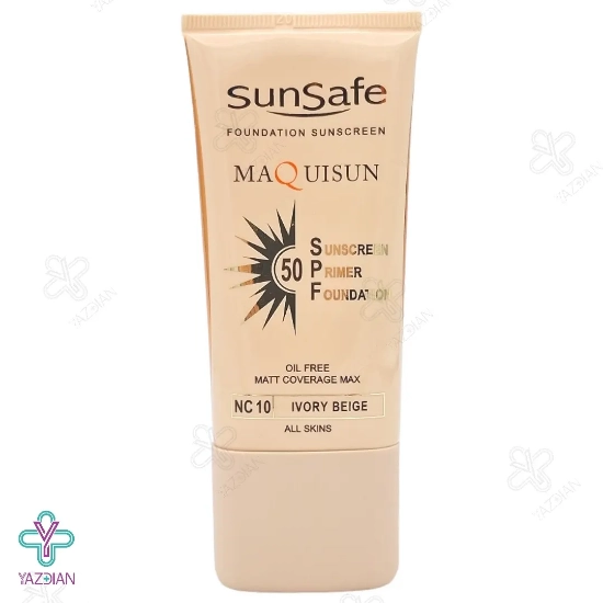 کرم ضد آفتاب SPF50 پودری و پرایمری سان سیف - بژ عاجی	