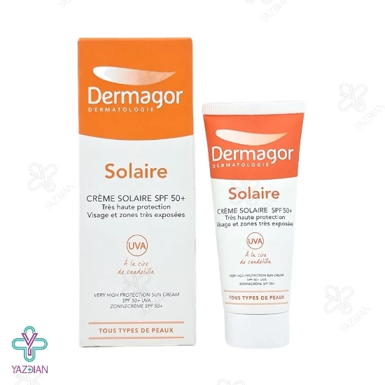 کرم ضد آفتاب SPF50 پوست خشک و معمولی درماگور - بی رنگ	