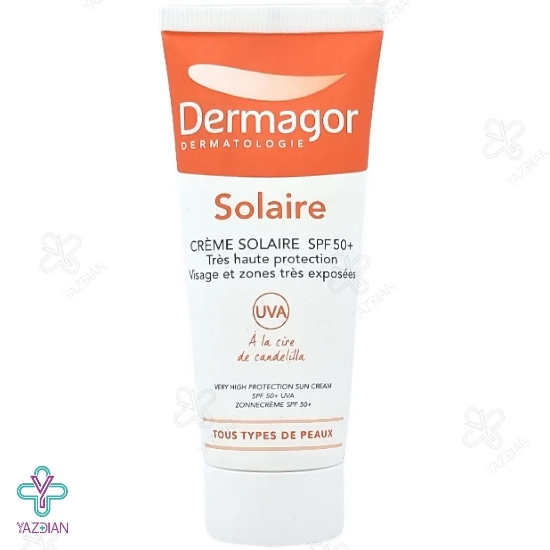 کرم ضد آفتاب SPF50 پوست خشک و معمولی درماگور - بی رنگ	