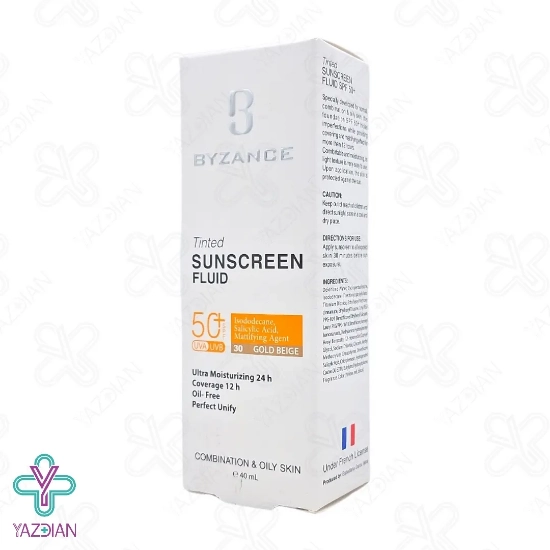 فلوئید ضد آفتاب SPF50 پوست چرب بیزانس – بژ طلایی