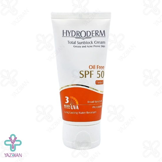 کرم ضد آفتاب رنگی فاقد چربی SPF 50 هیدرودرم - بژ متوسط	