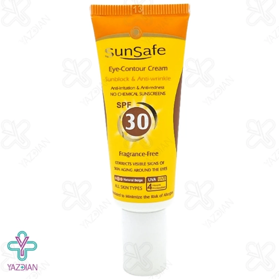 کرم دور چشم رنگی حاوی ضد آفتاب SPF 30 سان سیف - بژ طبیعی	