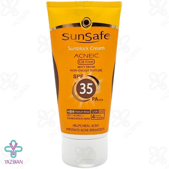 کرم ضد آفتاب SPF 35 فاقد چربی سان سیف - بژ متوسط	