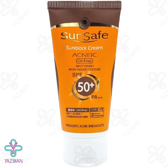 کرم ضد آفتاب SPF 50 فاقد چربی سان سیف - بژ روشن	