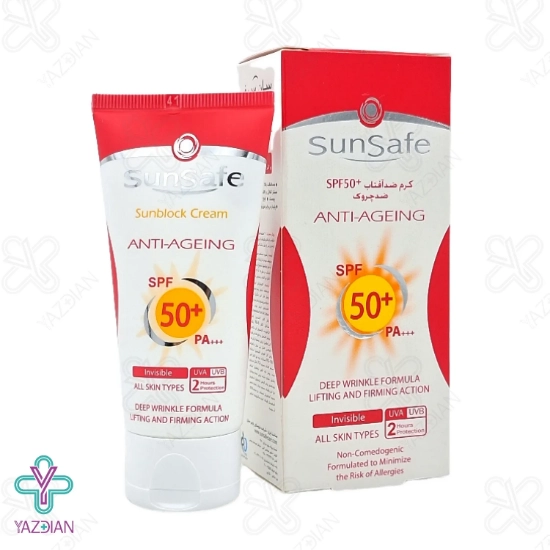 کرم ضد آفتاب و ضد چروک SPF 50 سان سیف - بی رنگ	